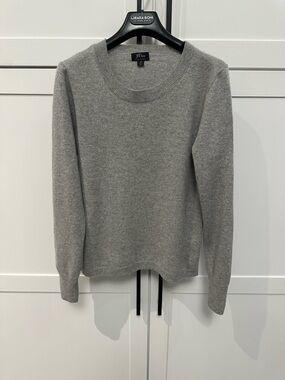 J. Crew Light Grey Crewneck Cashmere Blend Sweater